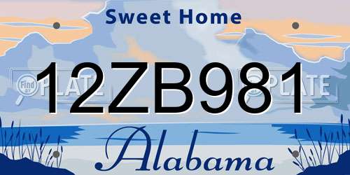12ZB981 Alabama License Plate