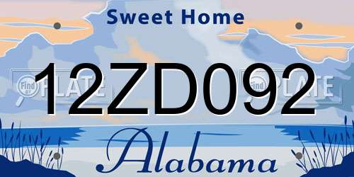 12ZD092 Alabama License Plate