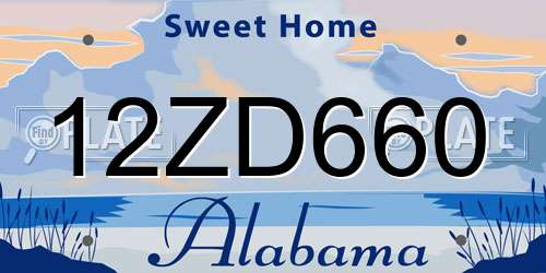 12ZD660 Alabama License Plate
