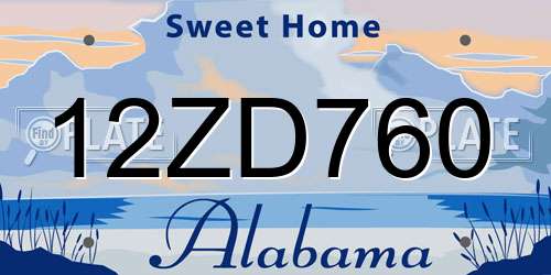12ZD760 Alabama License Plate