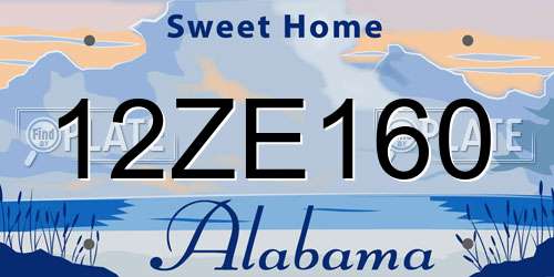 12ZE160 Alabama License Plate