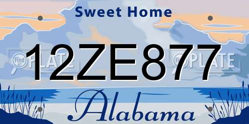 12ZE877 Alabama License Plate