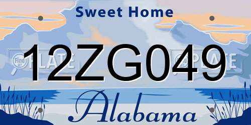 12ZG049 Alabama License Plate