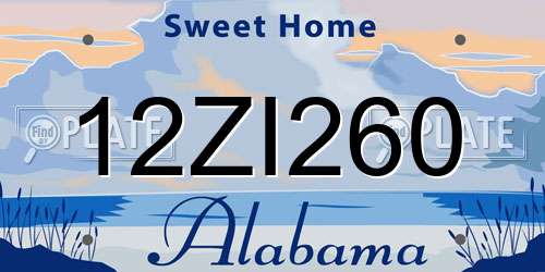12ZI260 Alabama License Plate