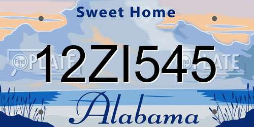 12ZI545 Alabama License Plate