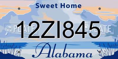 12ZI845 Alabama License Plate