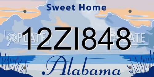 12ZI848 Alabama License Plate