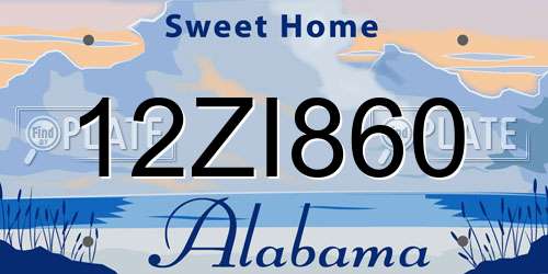 12ZI860 Alabama License Plate