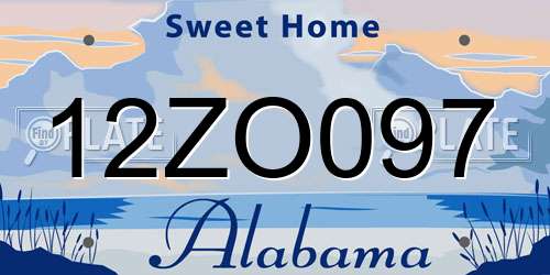 12ZO097 Alabama License Plate
