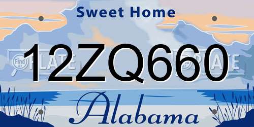 12ZQ660 Alabama License Plate