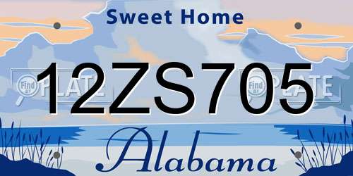 12ZS705 Alabama License Plate