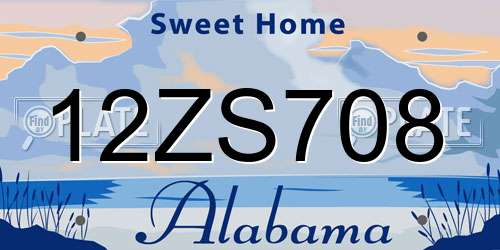 12ZS708 Alabama License Plate