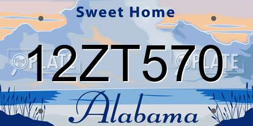 12ZT570 Alabama License Plate