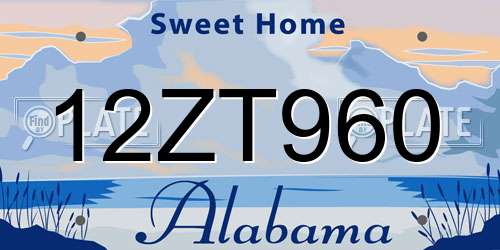 12ZT960 Alabama License Plate