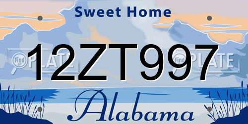 12ZT997 Alabama License Plate