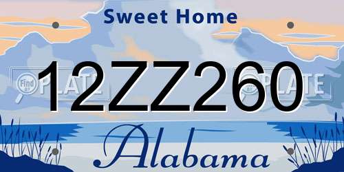 12ZZ260 Alabama License Plate