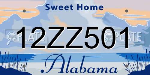 12ZZ501 Alabama License Plate