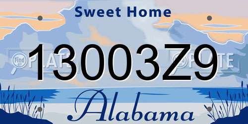 13003Z9 Alabama License Plate