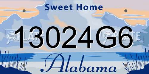 13024G6 Alabama License Plate
