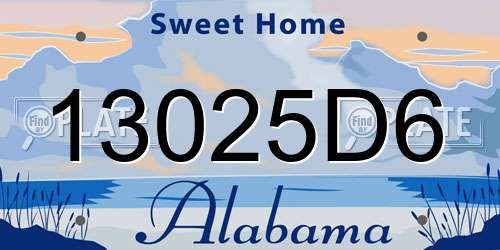 13025D6 Alabama License Plate