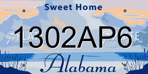 1302AP6 Alabama License Plate