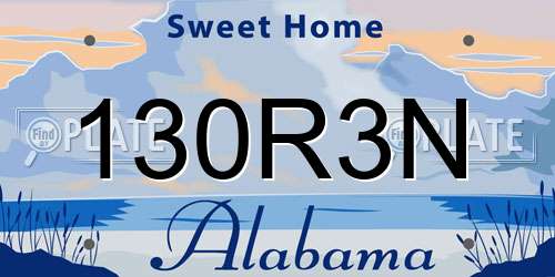 130R3N Alabama License Plate