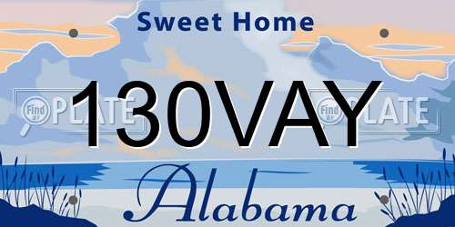 130VAY Alabama License Plate