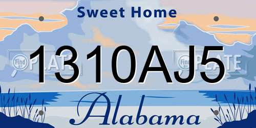 1310AJ5 Alabama License Plate