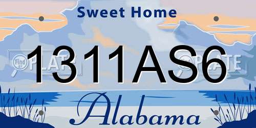 1311AS6 Alabama License Plate