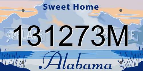 131273M Alabama License Plate
