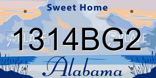 1314BG2 Alabama License Plate