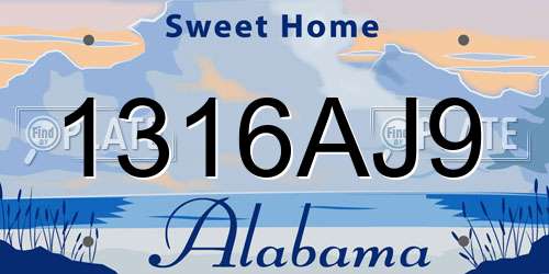 1316AJ9 Alabama License Plate