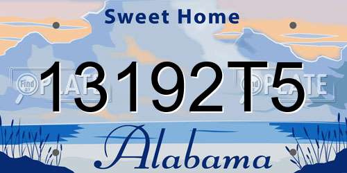 13192T5 Alabama License Plate