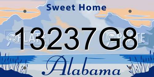 13237G8 Alabama License Plate