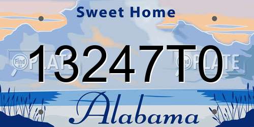 13247T0 Alabama License Plate