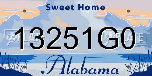 13251G0 Alabama License Plate