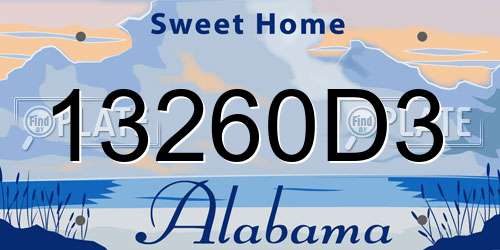13260D3 Alabama License Plate