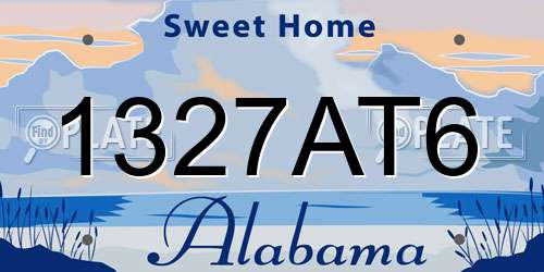 1327AT6 Alabama License Plate