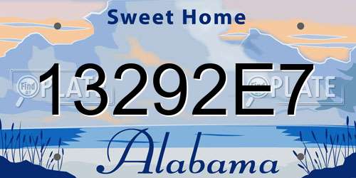 13292E7 Alabama License Plate