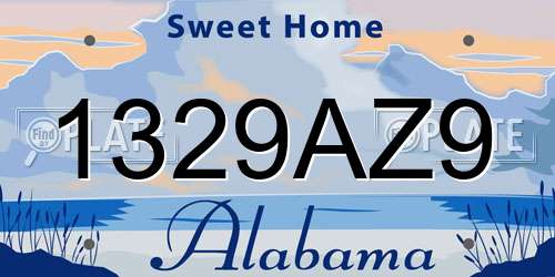 1329AZ9 Alabama License Plate