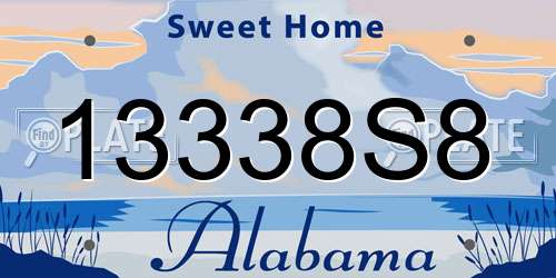 13338S8 Alabama License Plate