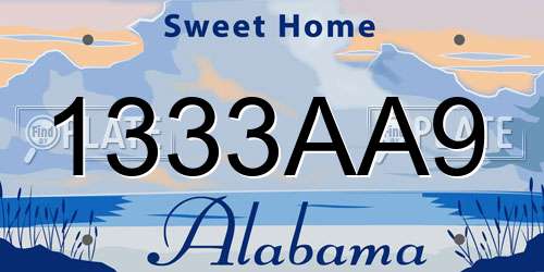 1333AA9 Alabama License Plate