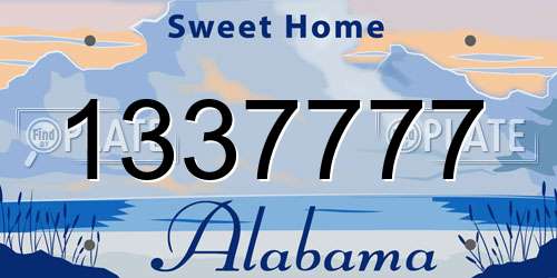 1337777 Alabama License Plate