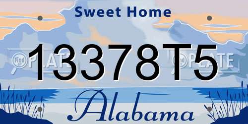 13378T5 Alabama License Plate