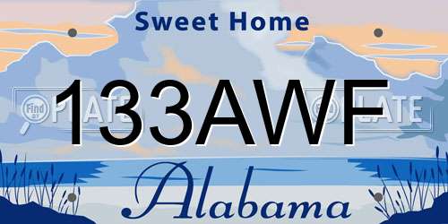 133AWF Alabama License Plate