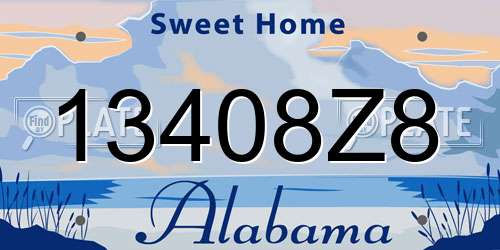 13408Z8 Alabama License Plate