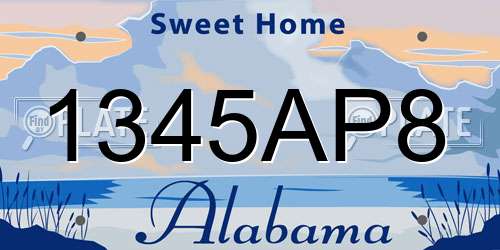 1345AP8 Alabama License Plate