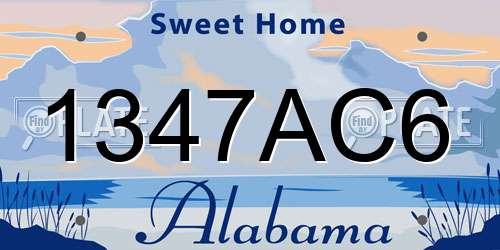 1347AC6 Alabama License Plate
