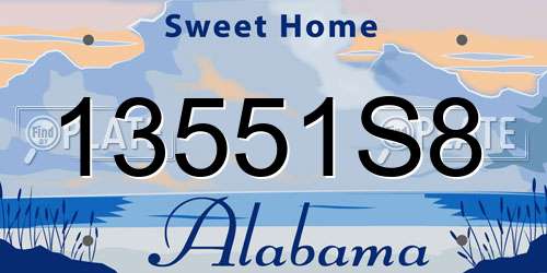 13551S8 Alabama License Plate