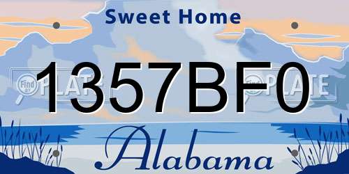 1357BF0 Alabama License Plate